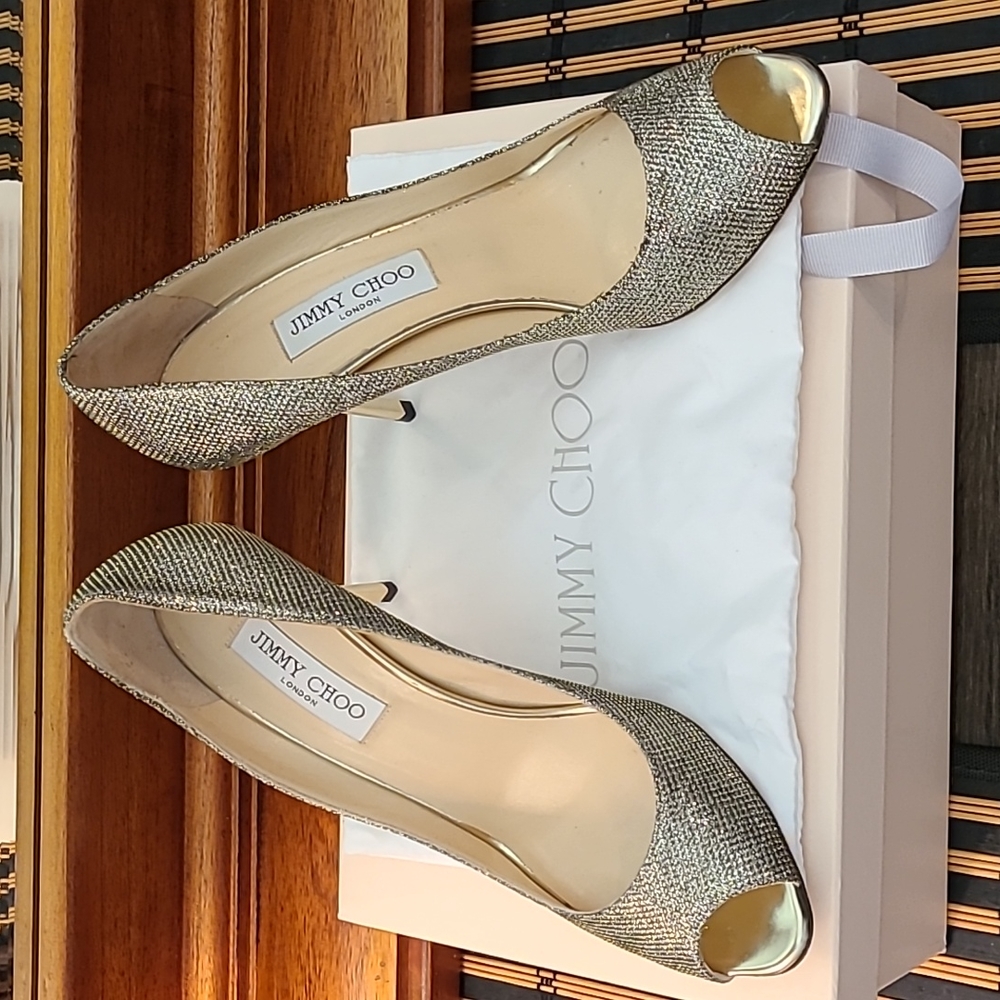 Jimmy Choo Evelyn Lame Glitter heels